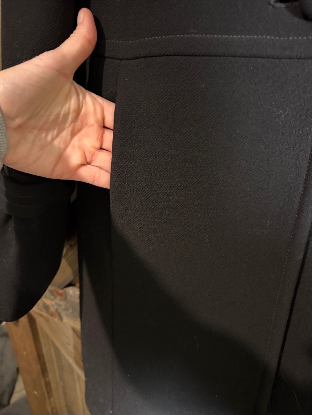J. Crew Black Wool Long Sleeve Coat with Covered Buttons - Picture 5 of 7